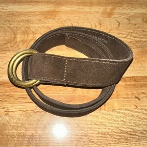 American Eagle Outfitters Brown Suede Belt with Brass Buckle